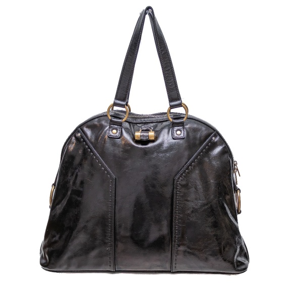 Yves Saint Laurent Muse Black Leather Handbag – Large Dome Satchel - Picture 1 of 11